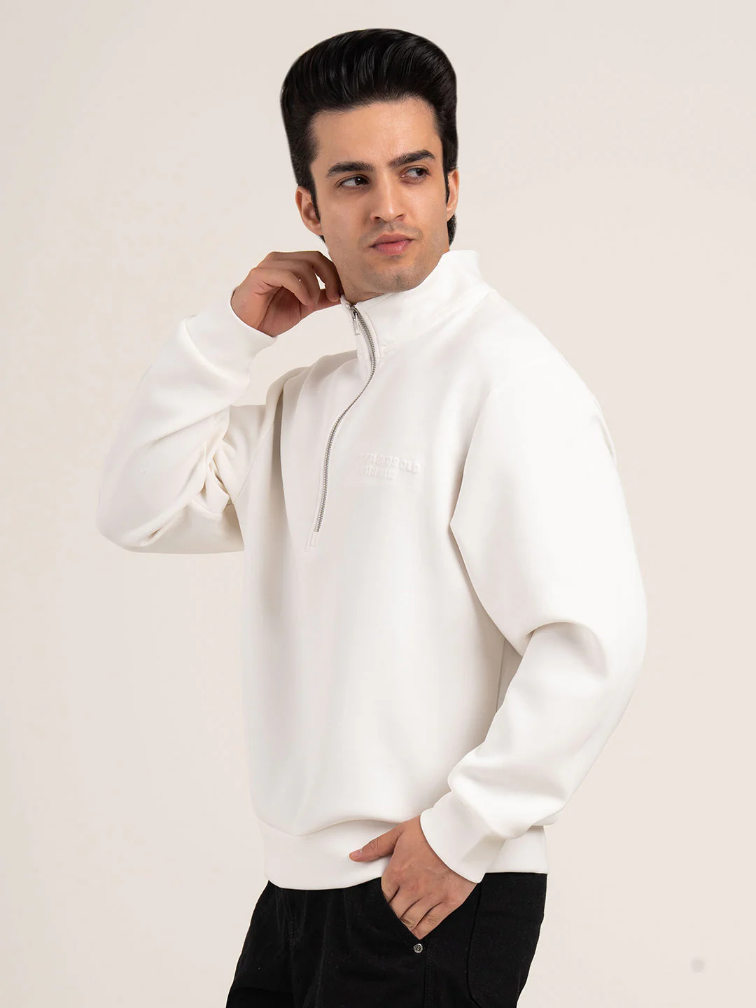 Men's Embossed Half-Zip Sweatshirt - Image 4