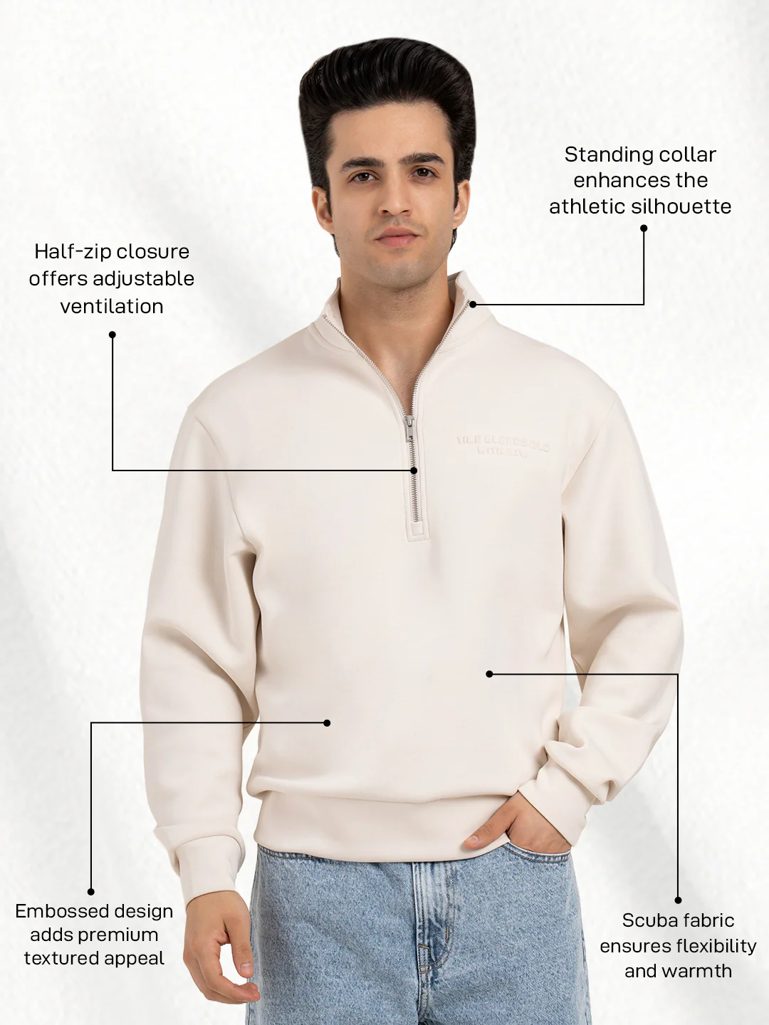 Men's Embossed Half-Zip Sweatshirt - Image 3