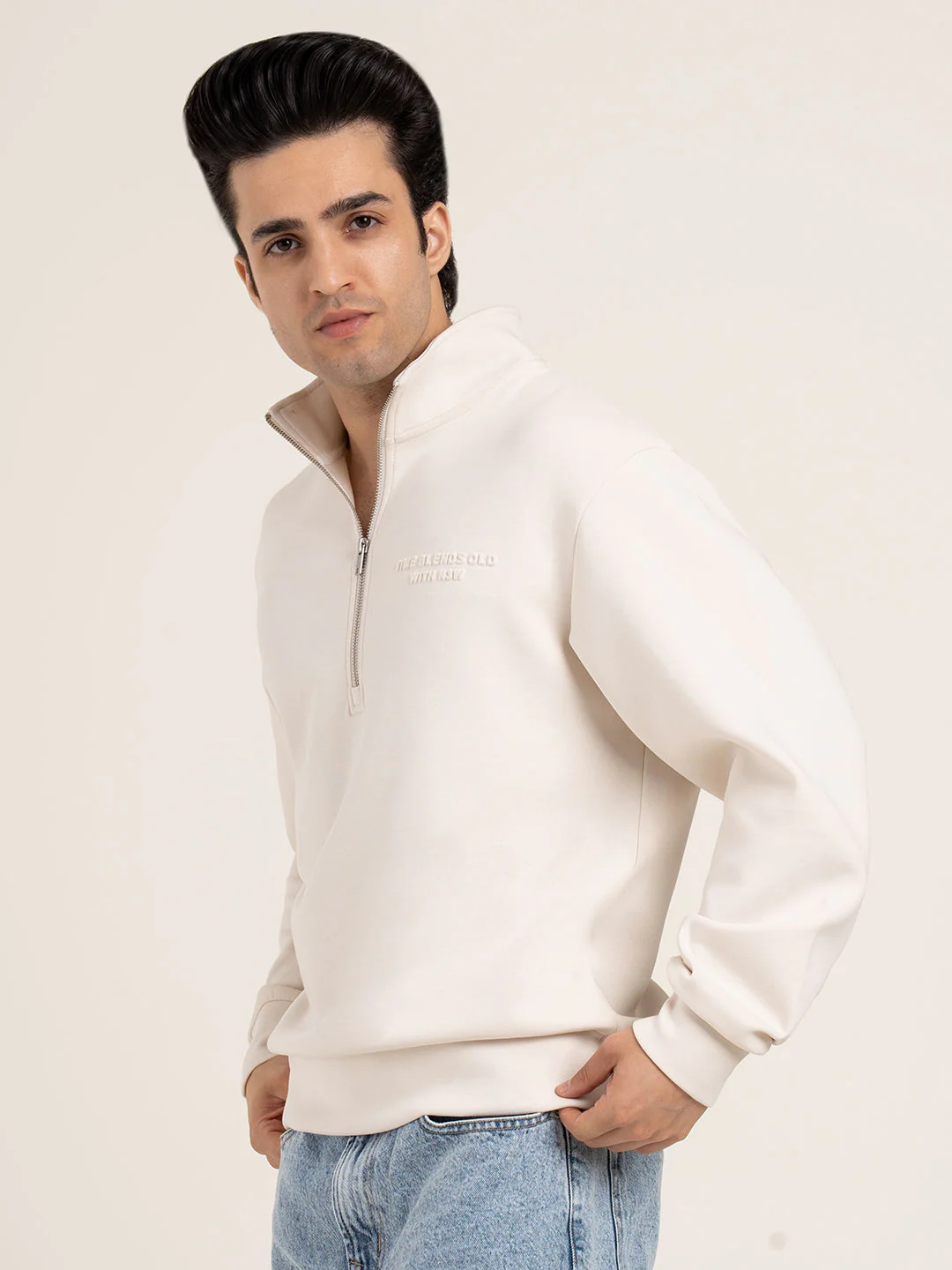 Men's Embossed Half-Zip Sweatshirt - Image 4