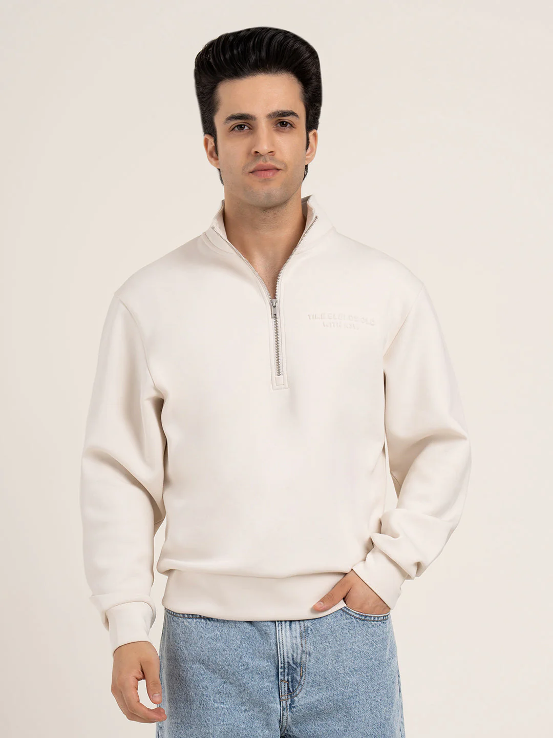 Men's Embossed Half-Zip Sweatshirt - Image 5