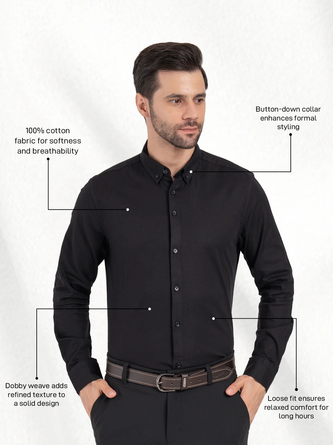 Mens Full Sleeve Dobby Shirt - Image 2