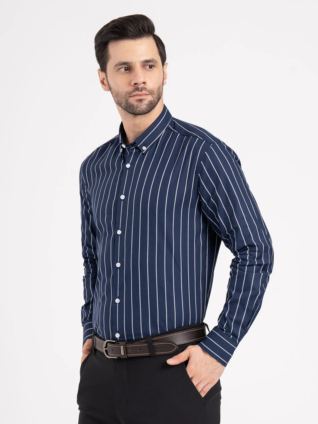 Mens Full Sleeve Dobby Stripe Shirt - Image 3