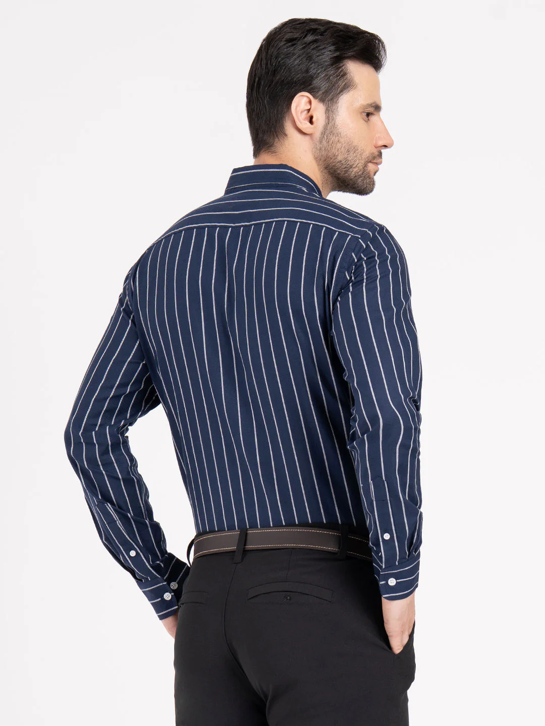 Mens Full Sleeve Dobby Stripe Shirt - Image 4