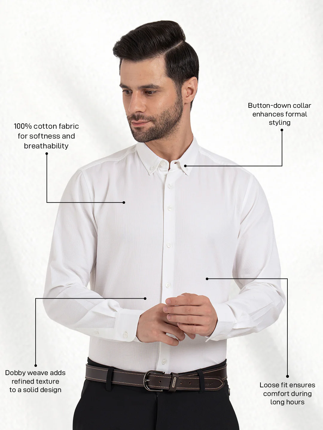 Mens Full Sleeve Dobby Shirt - Image 2