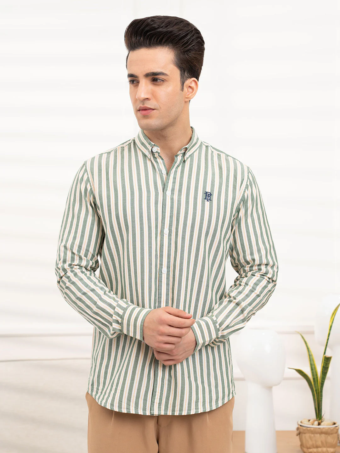 Mens Full Sleeve Oxford Stripe Shirt - Image 6