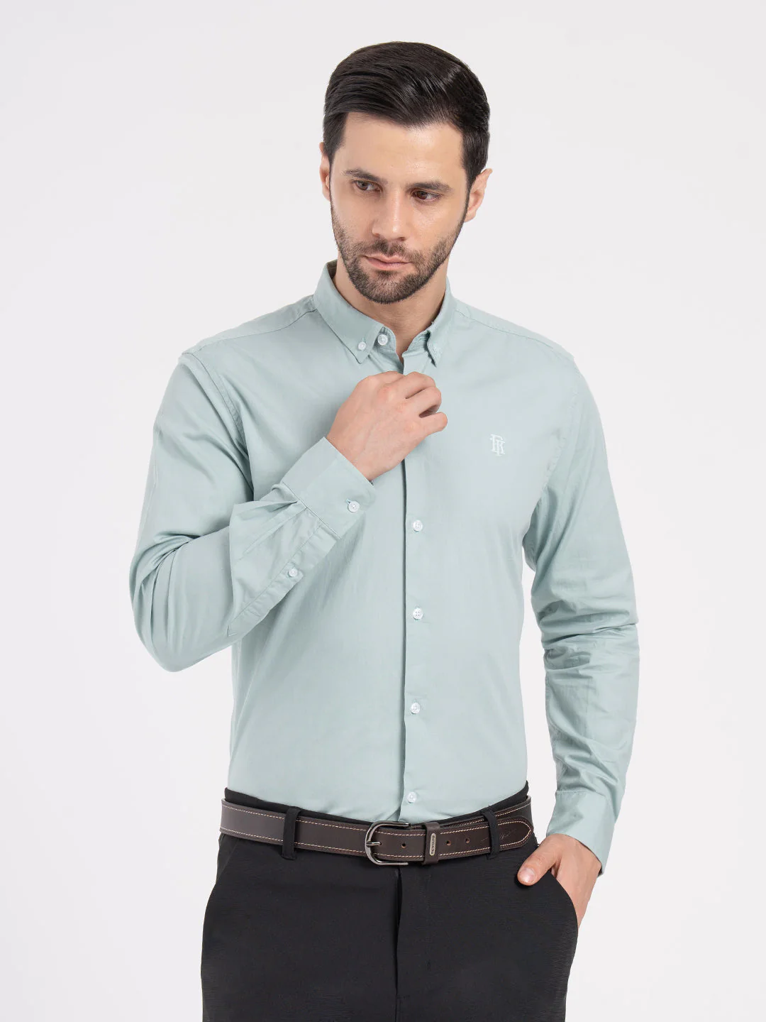 Mens Full Sleeve Poplin Solid Shirt - Image 2