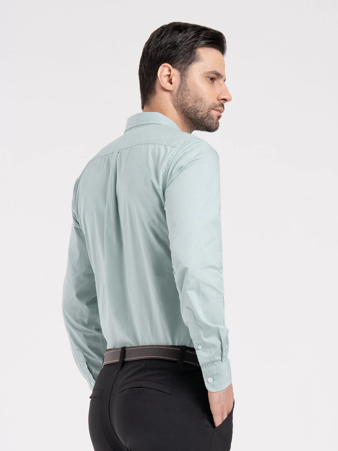 Mens Full Sleeve Poplin Solid Shirt - Image 4