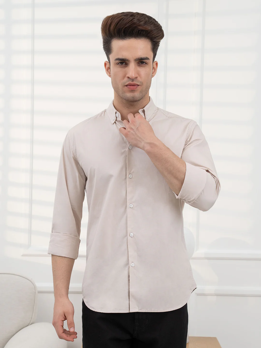 Mens Full Sleeve Poplin Solid Shirt - Image 2