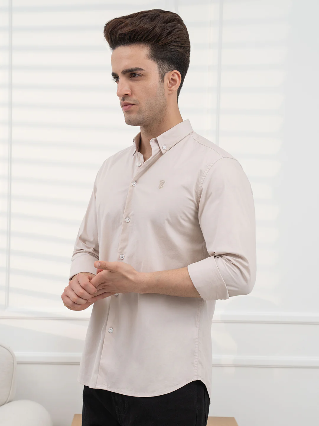Mens Full Sleeve Poplin Solid Shirt - Image 3