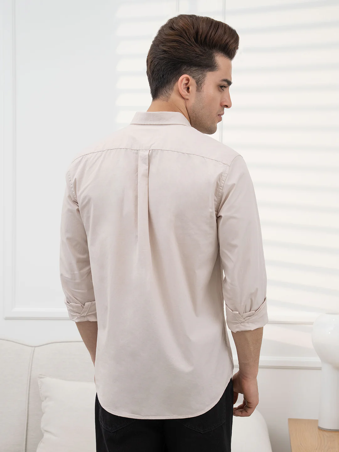 Mens Full Sleeve Poplin Solid Shirt - Image 4