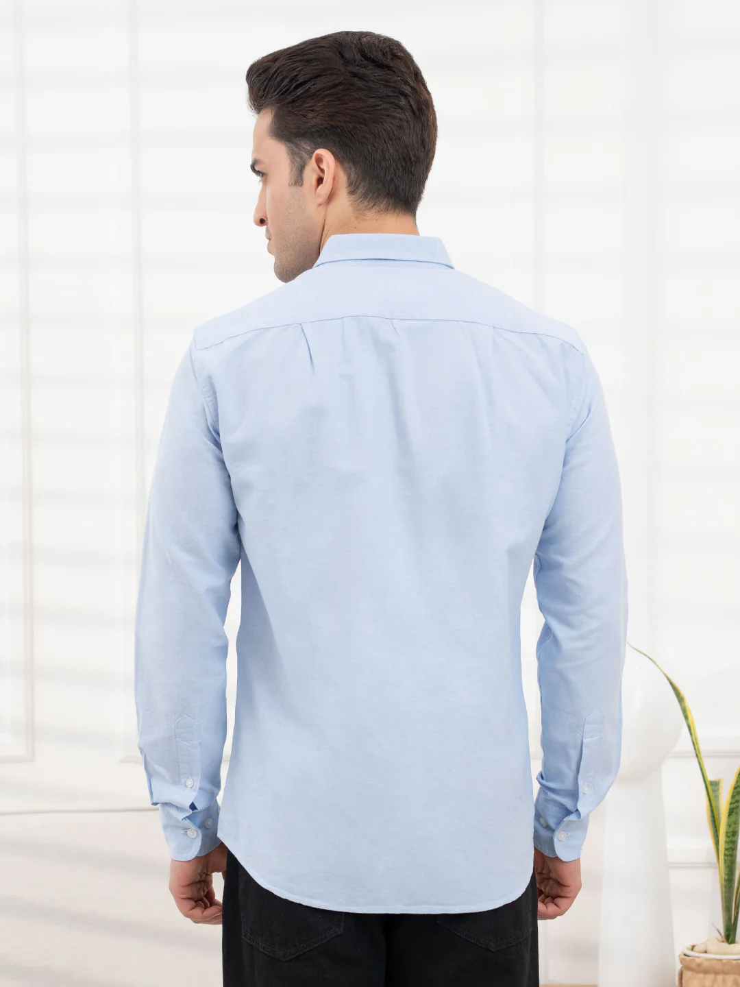 Mens Full Sleeve Solid Oxford Shirt - Image 5