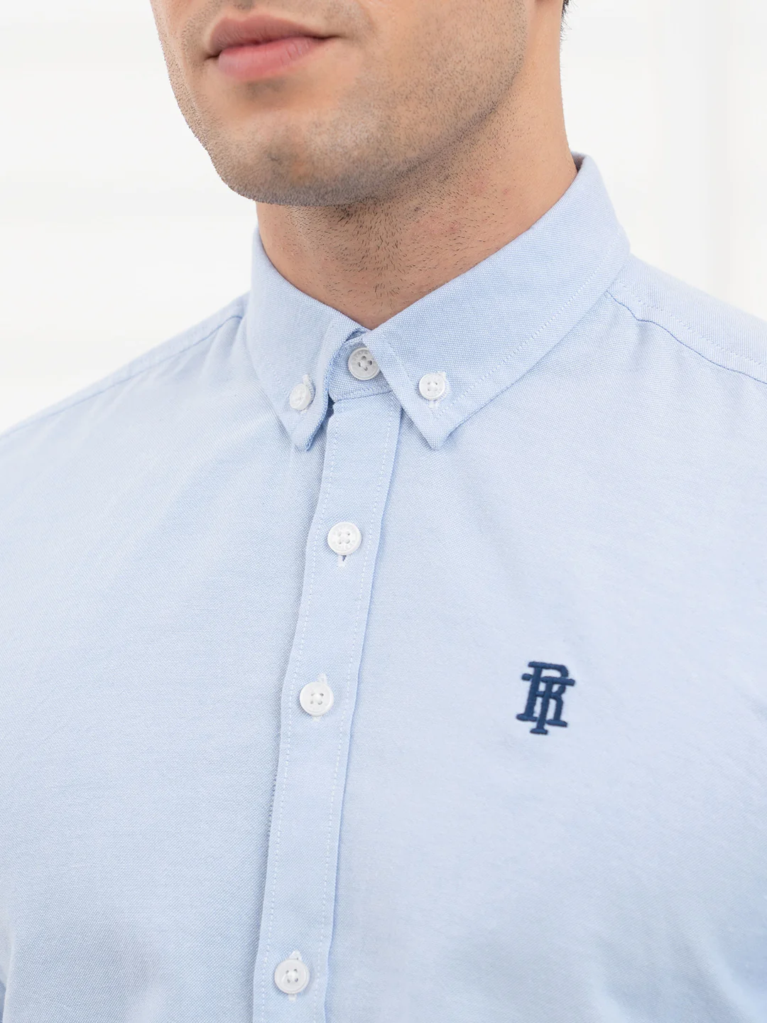 Mens Full Sleeve Solid Oxford Shirt - Image 6