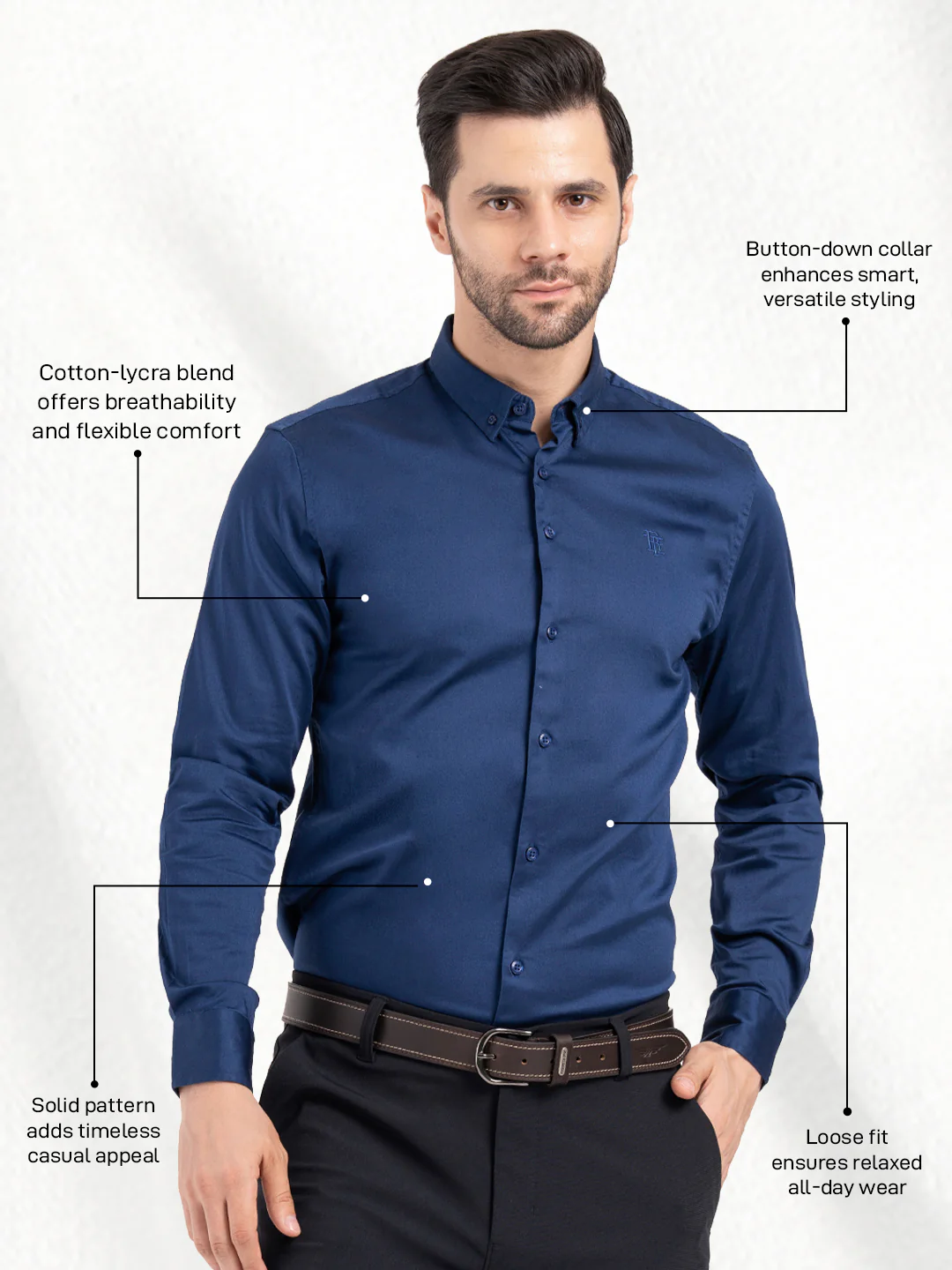 Mens Full Sleeve Solid Shirt - Image 2