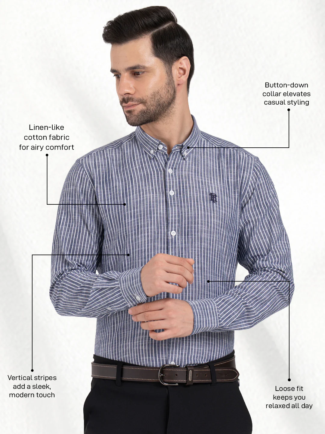 Mens Full Sleeve Stripe Shirt - Image 2