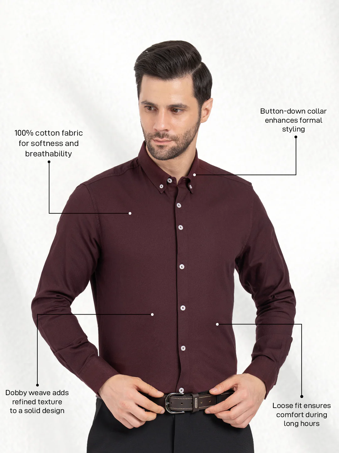 Mens Full Sleeve Dobby Shirt - Image 2