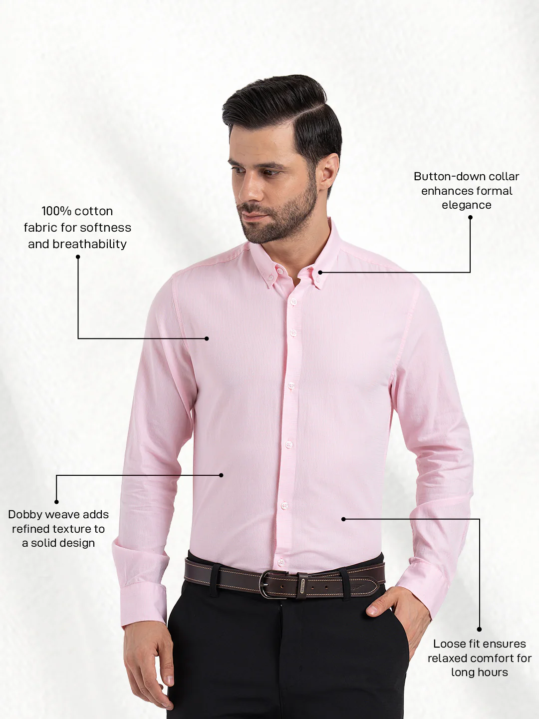 Mens Full Sleeve Dobby Shirt - Image 2