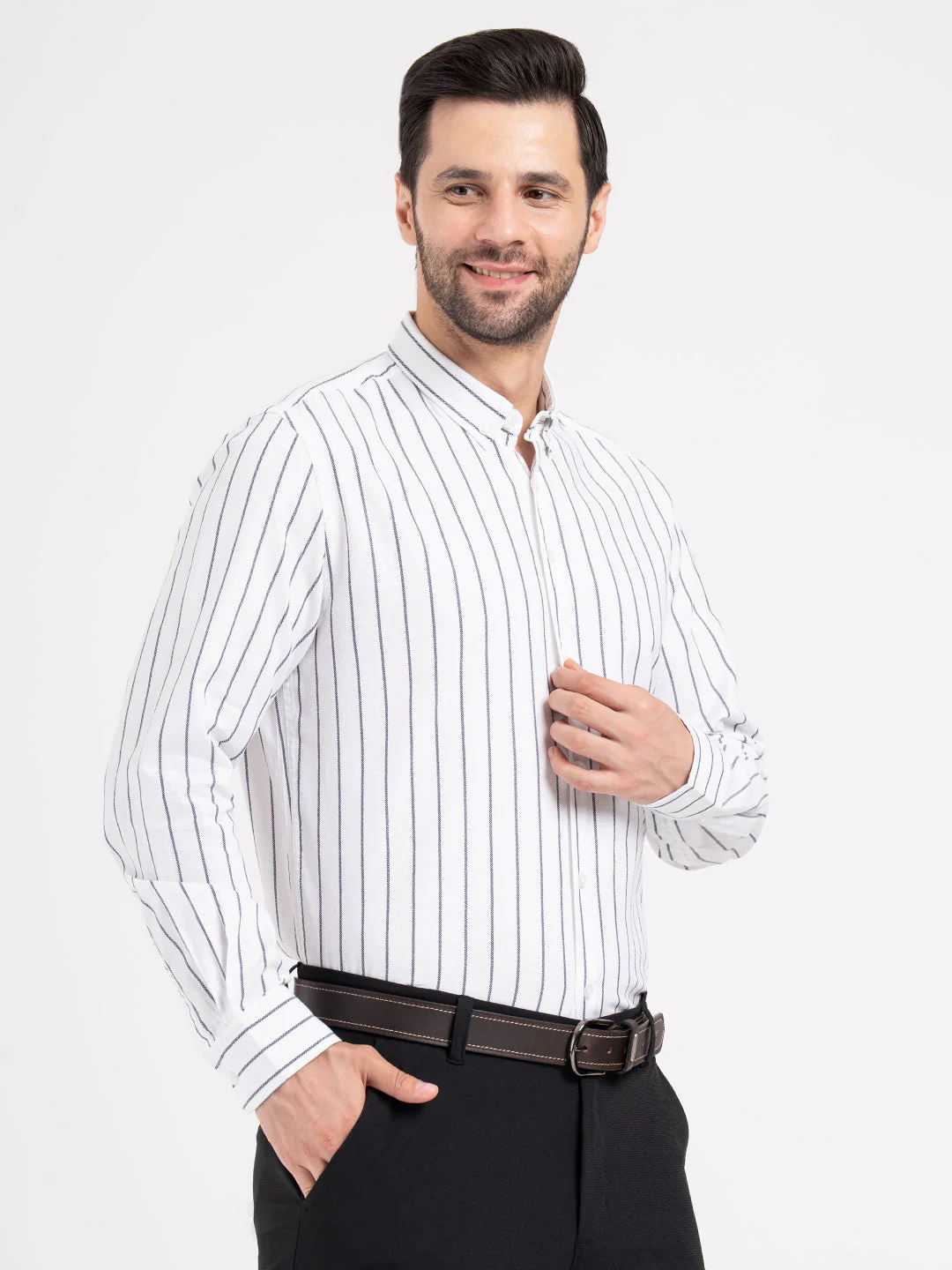 Mens Full Sleeve Dobby Stripe Shirt - Image 3
