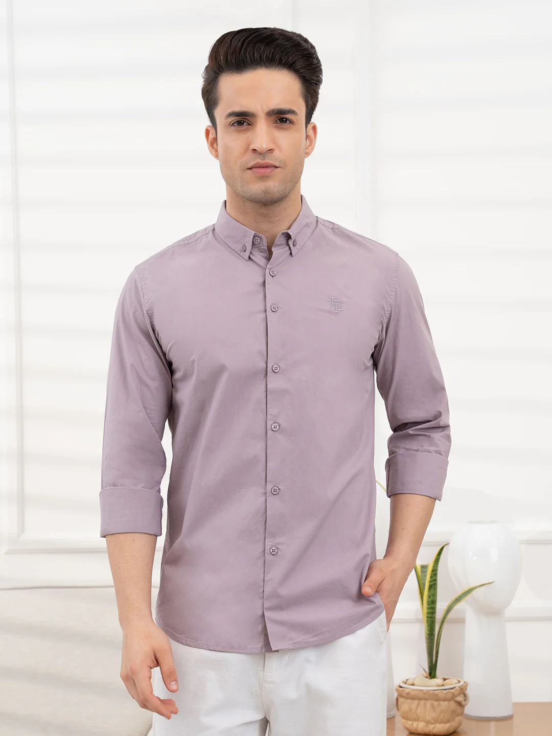 Mens Full Sleeve Solid Poplin Shirt - Image 2