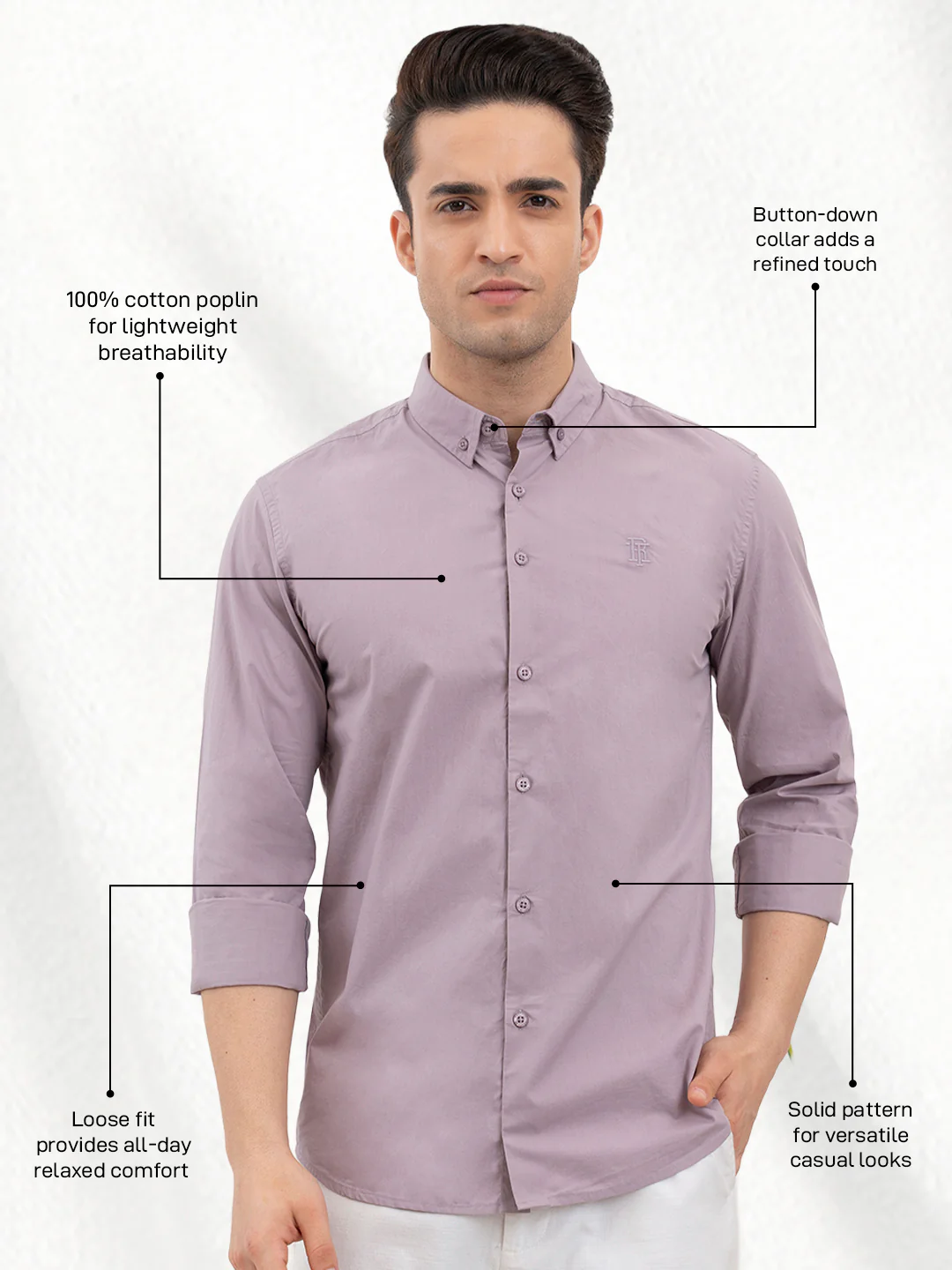 Mens Full Sleeve Solid Poplin Shirt - Image 3
