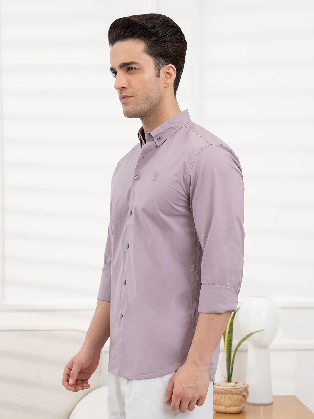 Mens Full Sleeve Solid Poplin Shirt - Image 4
