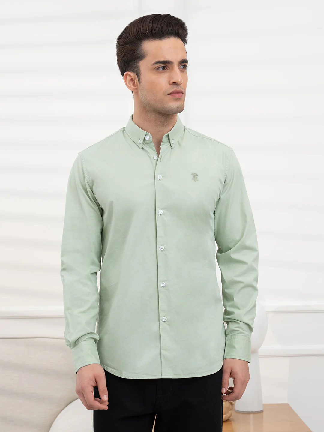 Mens Full Sleeve Poplin Solid Shirt - Image 3