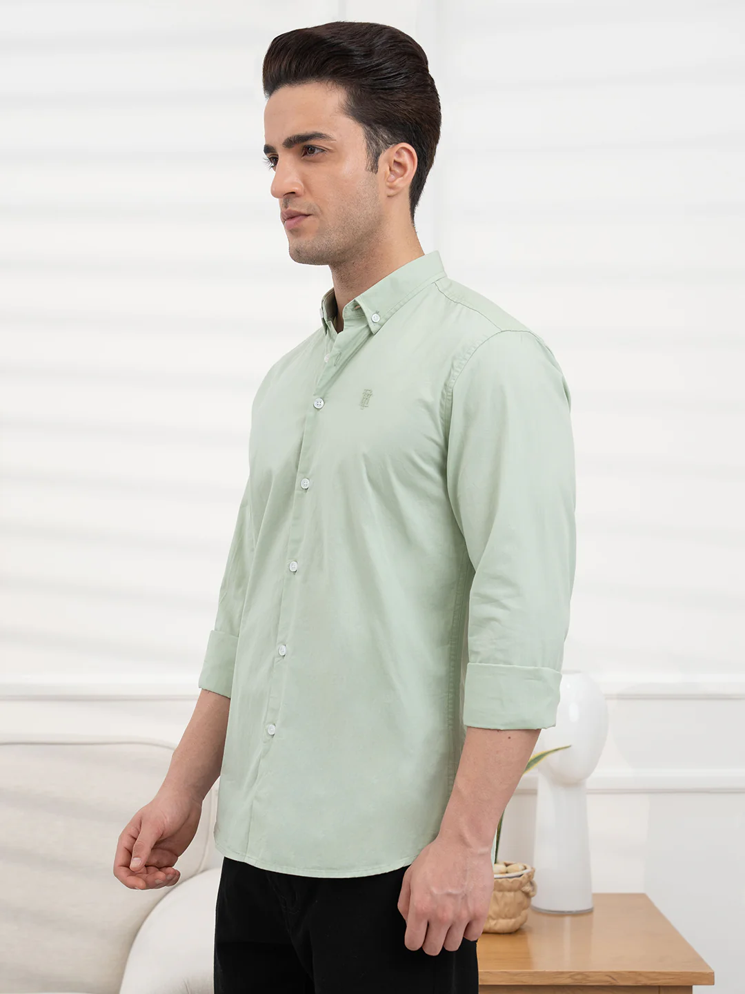 Mens Full Sleeve Poplin Solid Shirt - Image 4