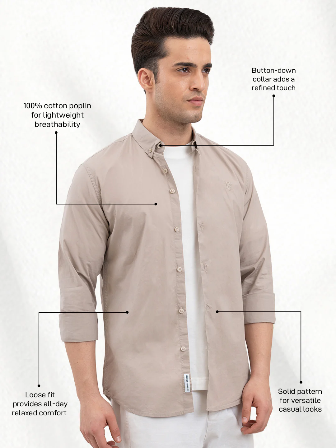 Mens Full Sleeve Solid Poplin Shirt - Image 3