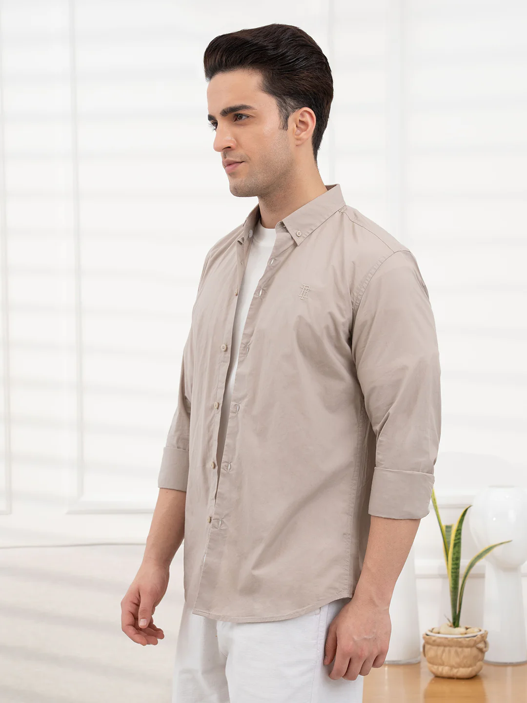 Mens Full Sleeve Solid Poplin Shirt - Image 4