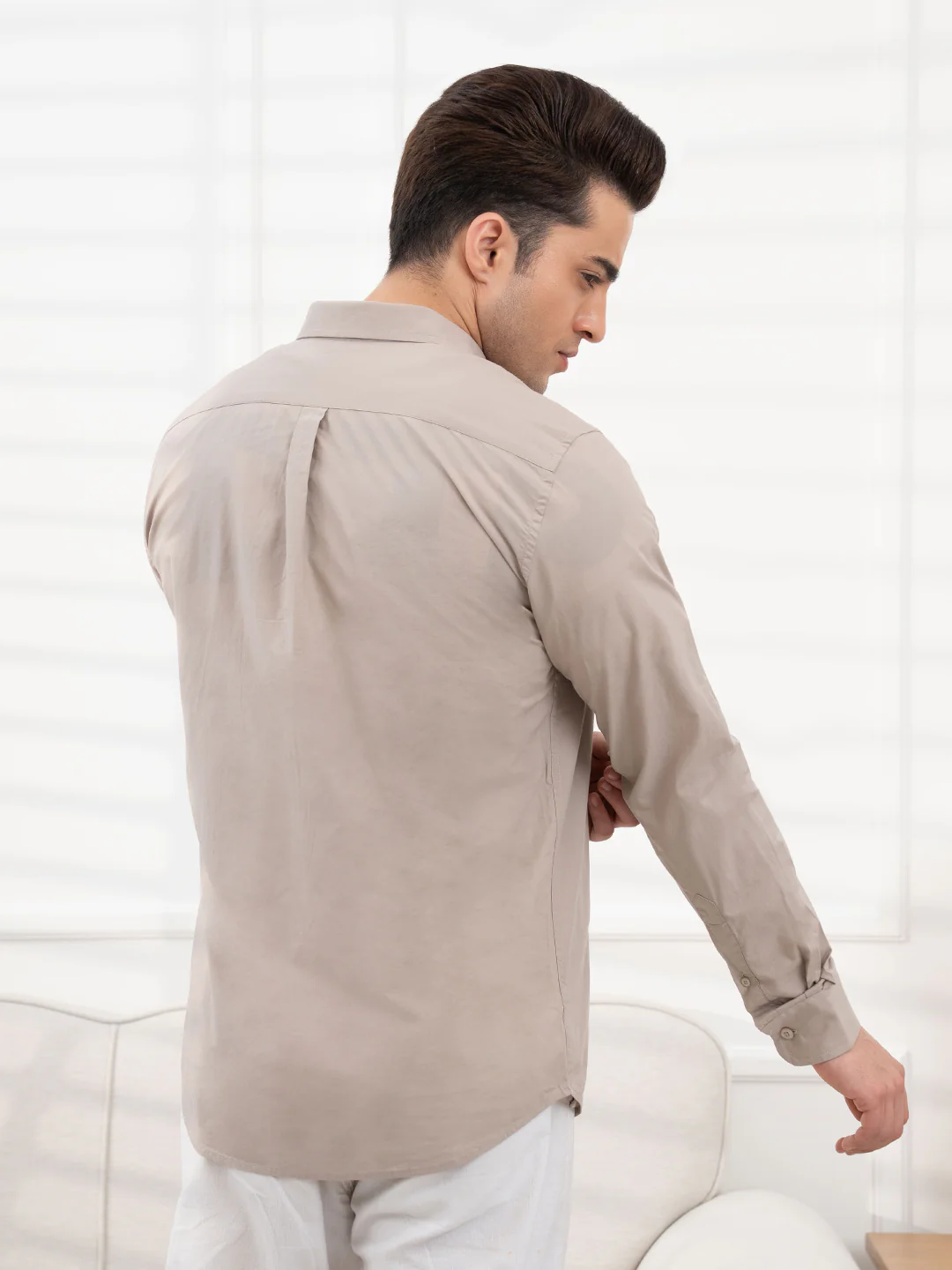 Mens Full Sleeve Solid Poplin Shirt - Image 5