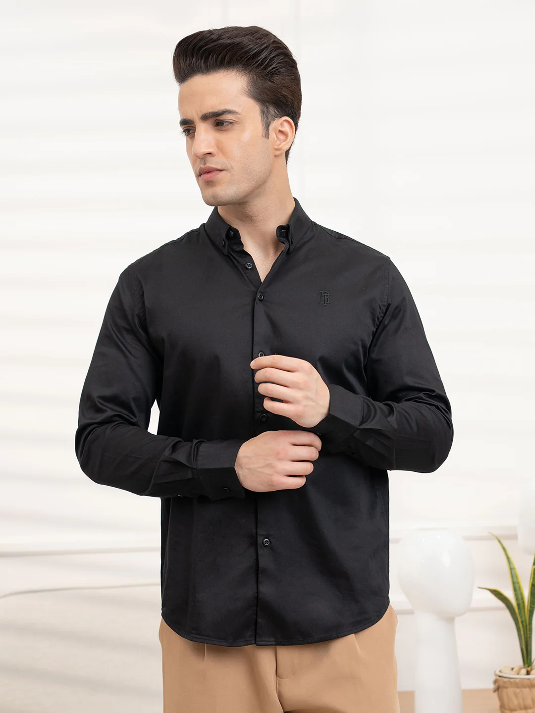 Mens Full Sleeve Solid Shirt - Image 2
