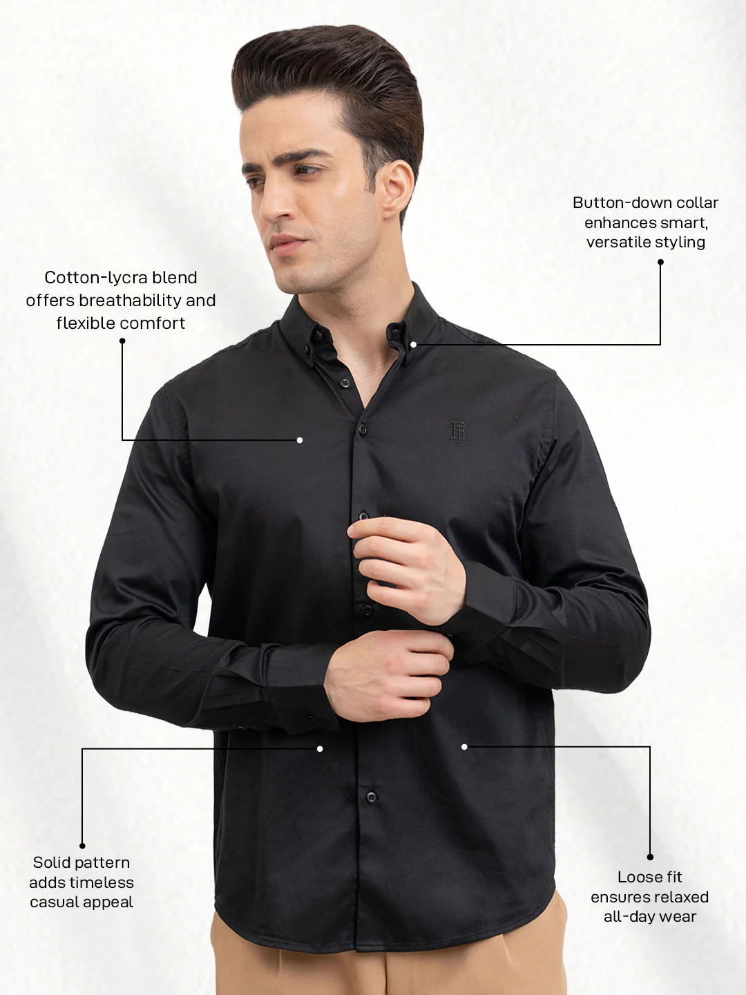 Mens Full Sleeve Solid Shirt - Image 3