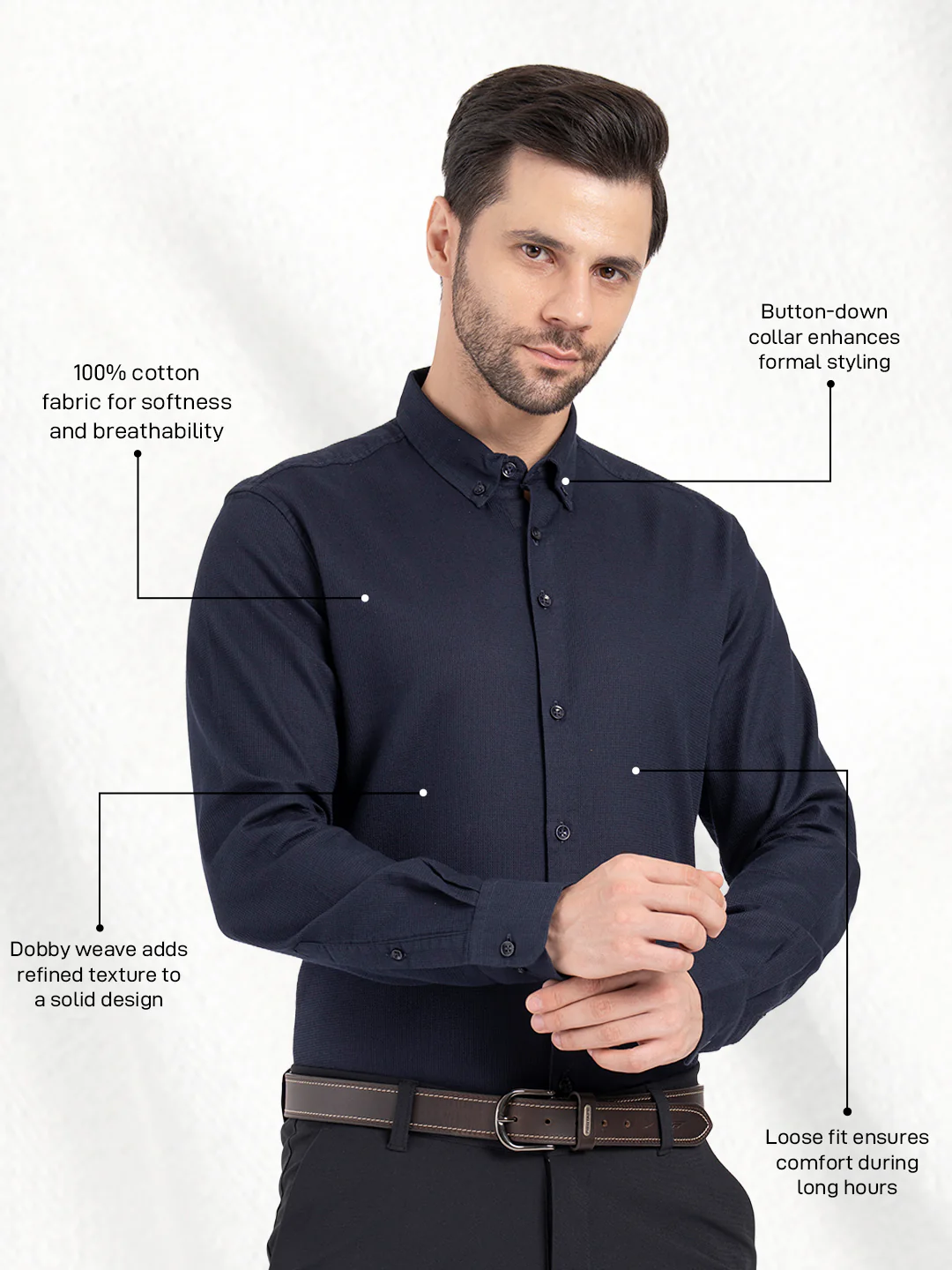 Mens Full Sleeve Dobby Shirt - Image 2