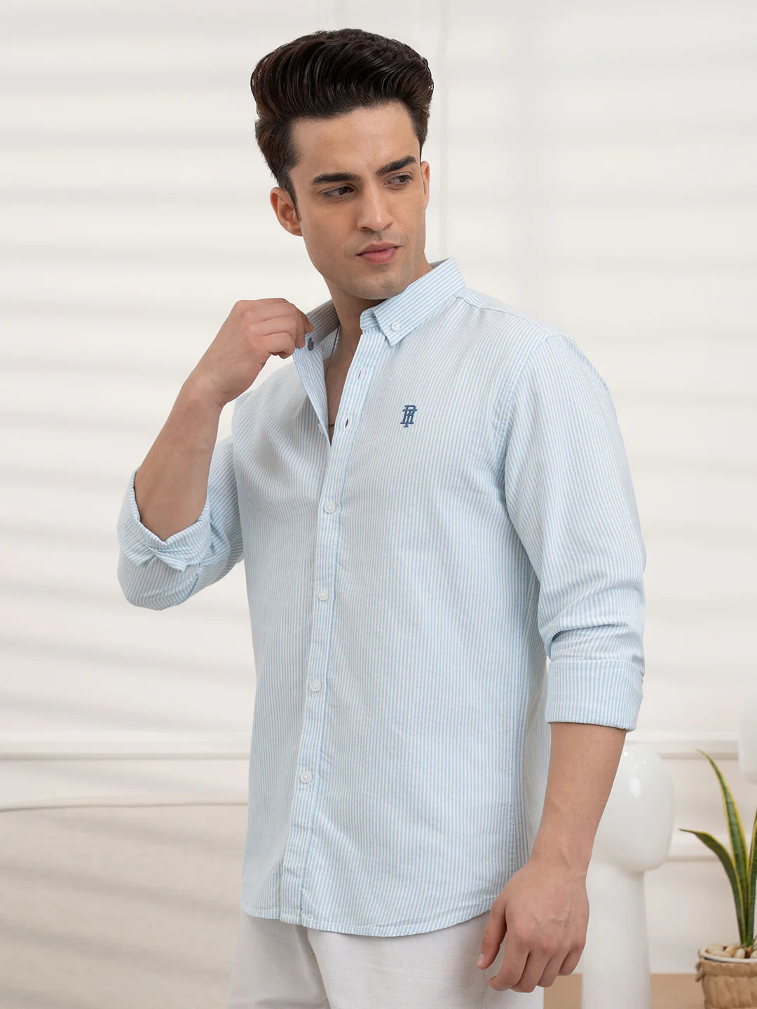 Mens Full Sleeve Oxford Stripe Shirt - Image 4