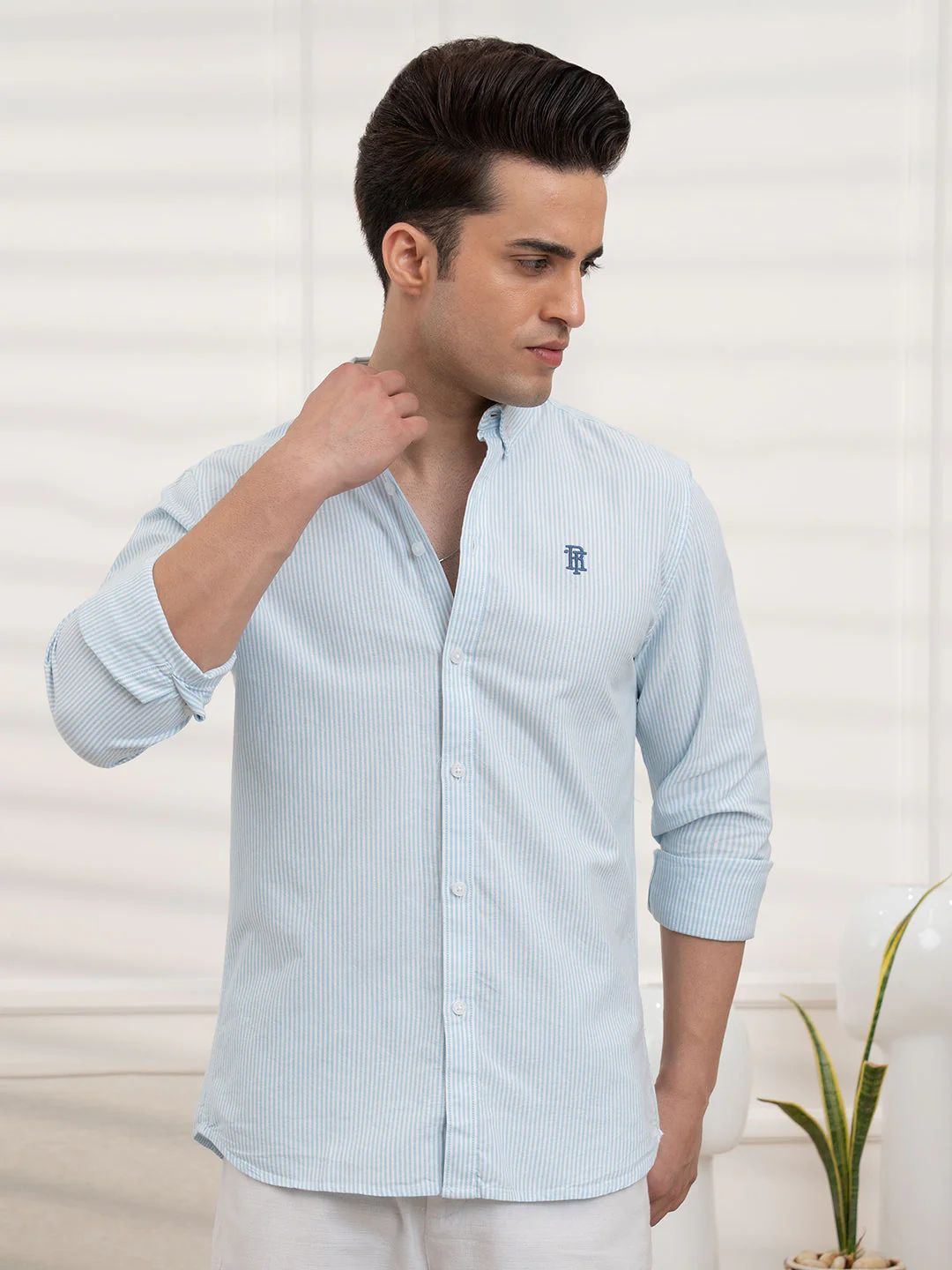 Mens Full Sleeve Oxford Stripe Shirt - Image 7