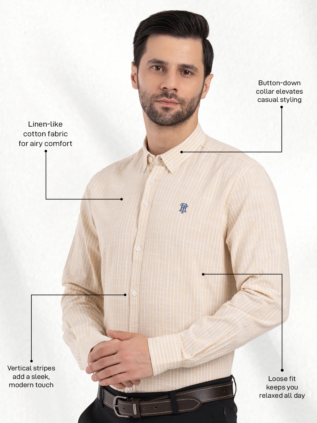 Mens Full Sleeve Stripe Shirt - Image 2
