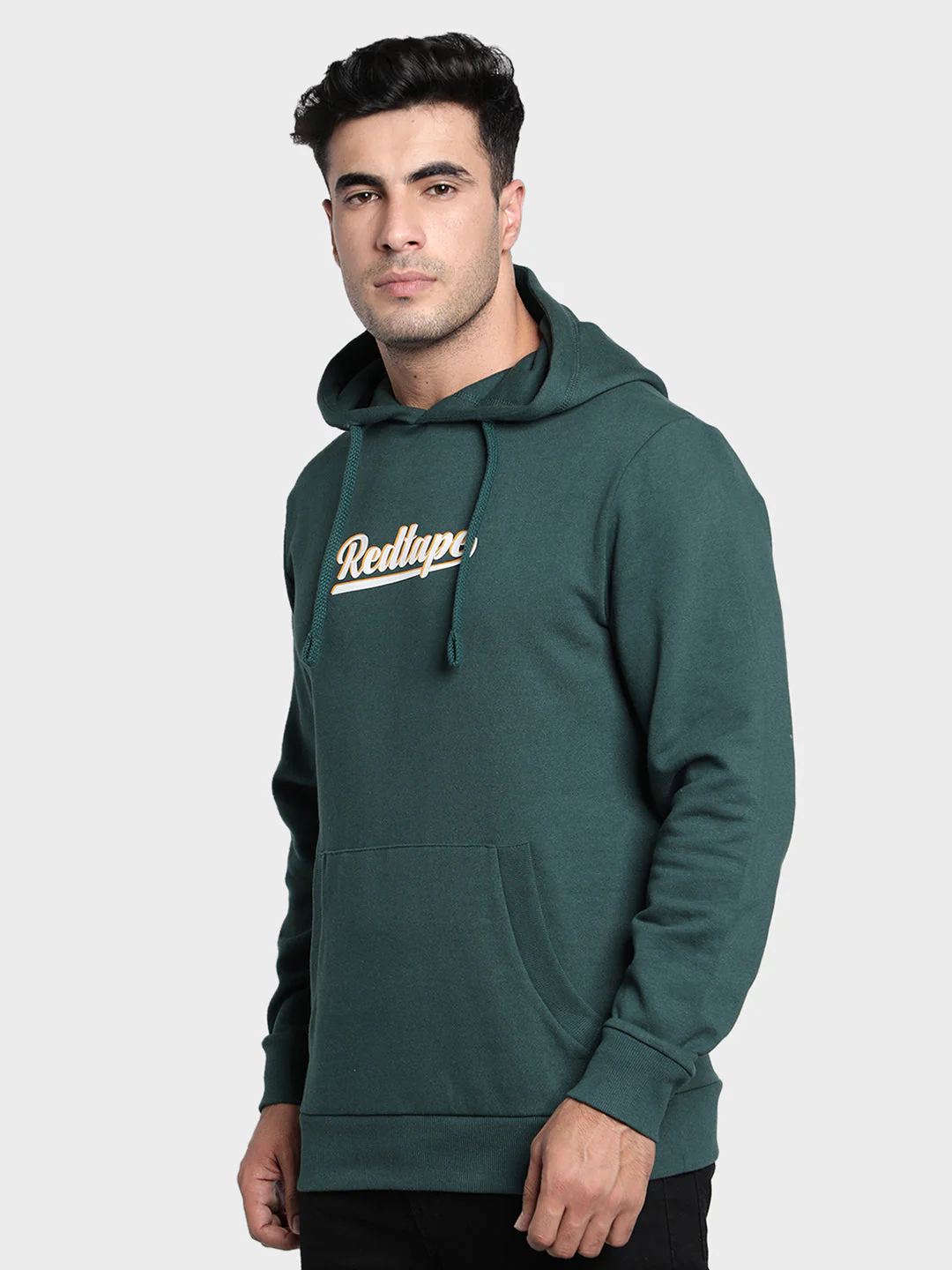 Men's Green Graphic Print Cotton Poly Fleece Hoodie - Image 2