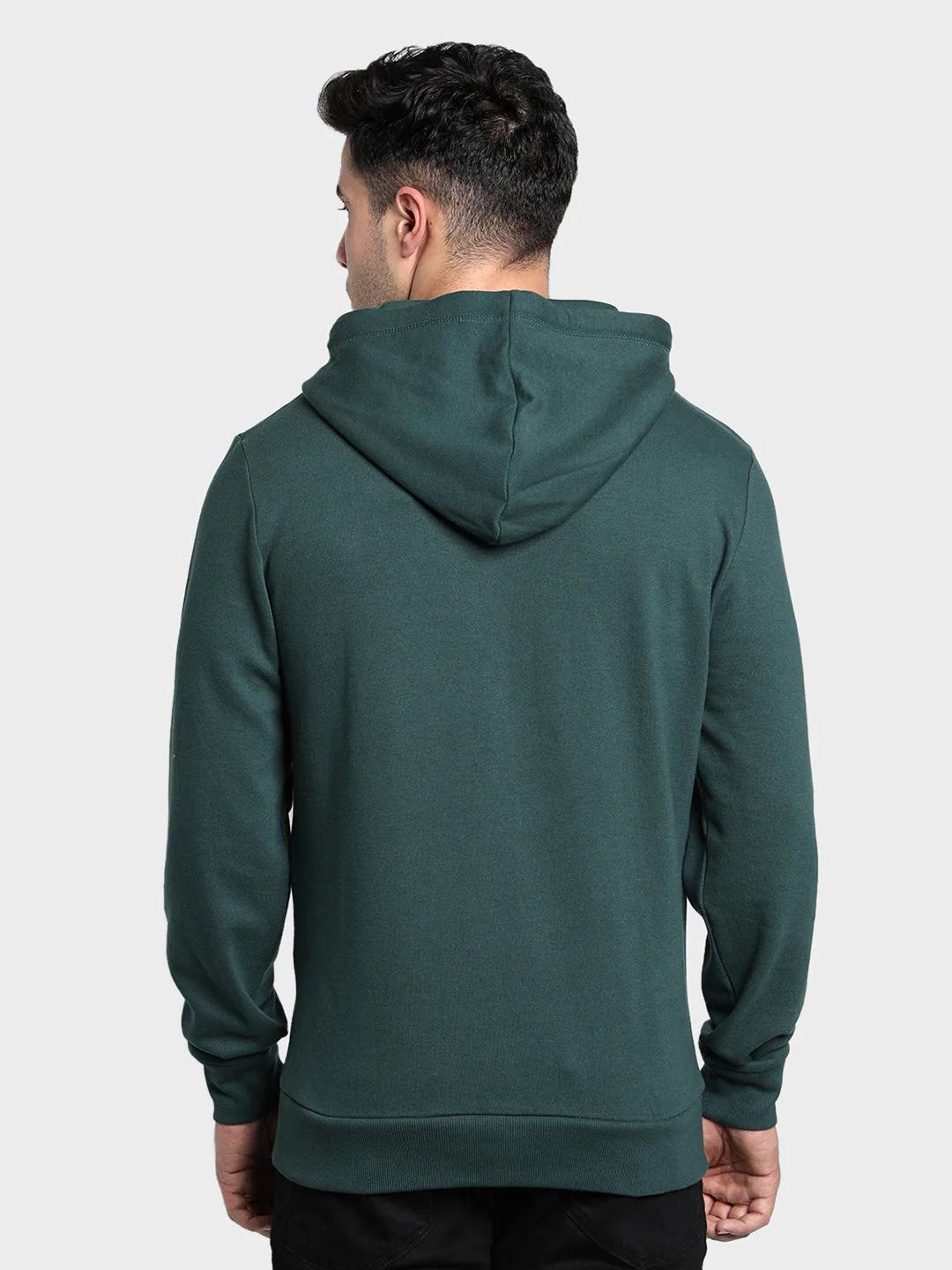 Men's Green Graphic Print Cotton Poly Fleece Hoodie - Image 4