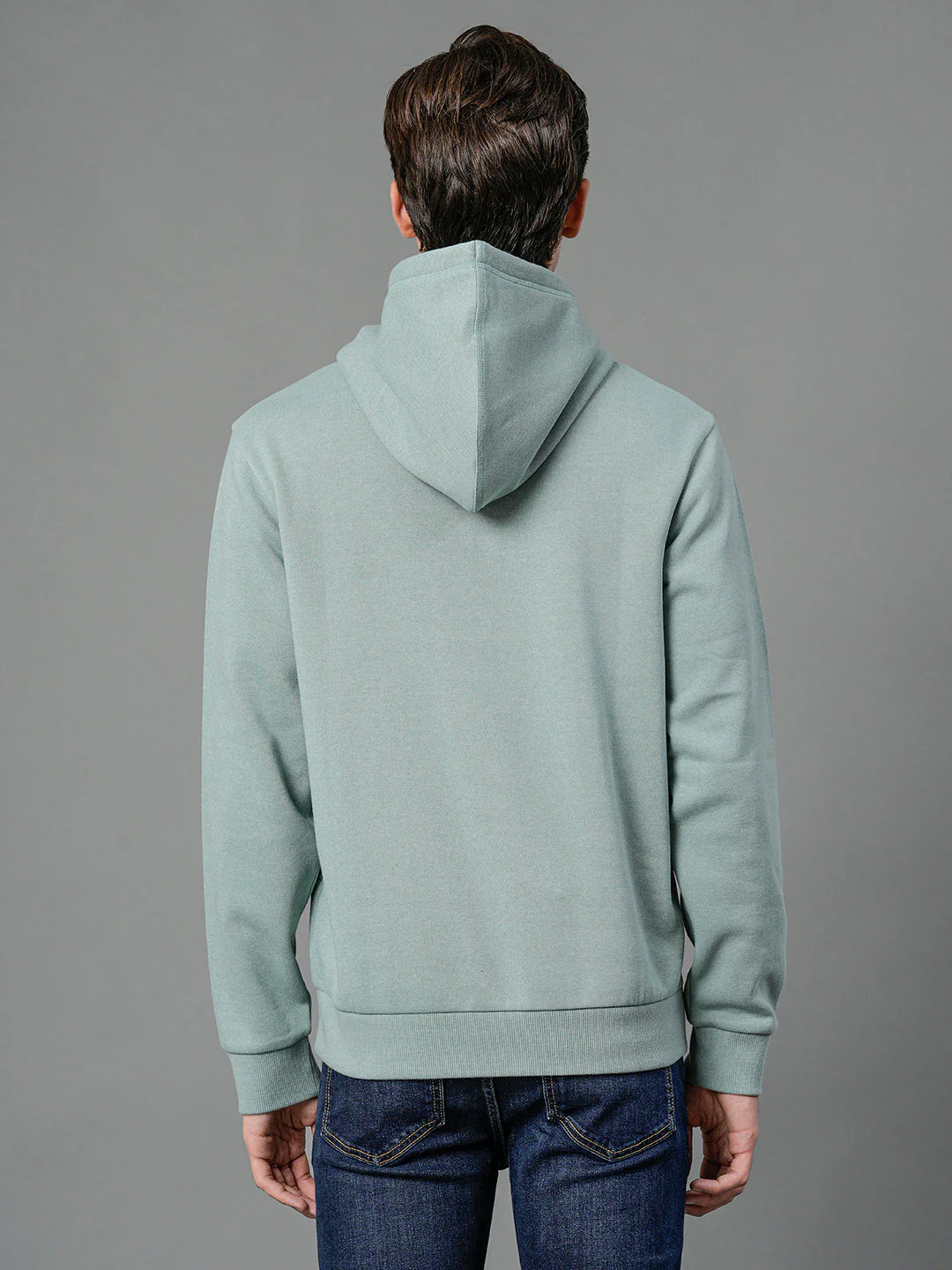 Men's Green Melange Graphic Print Hoodie - Image 3
