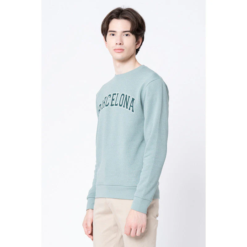 Men's Green Melange Printed Sweatshirt - Image 2