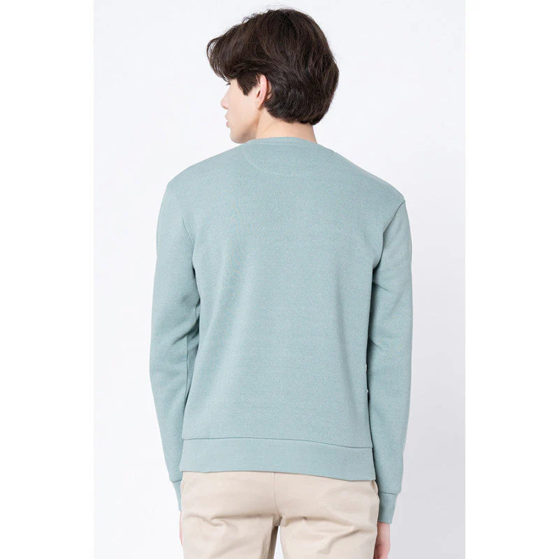 Men's Green Melange Printed Sweatshirt - Image 3