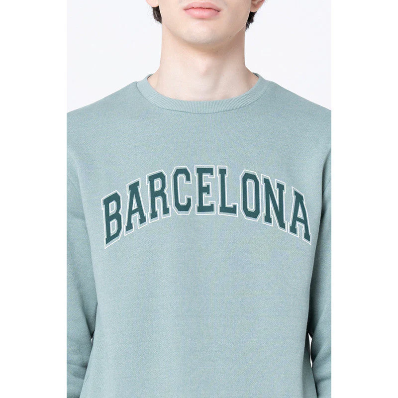 Men's Green Melange Printed Sweatshirt - Image 4