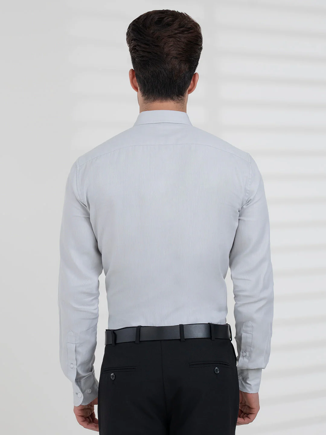 Men's Grey Dobby Shirt | Daily Formal Wear - Image 4