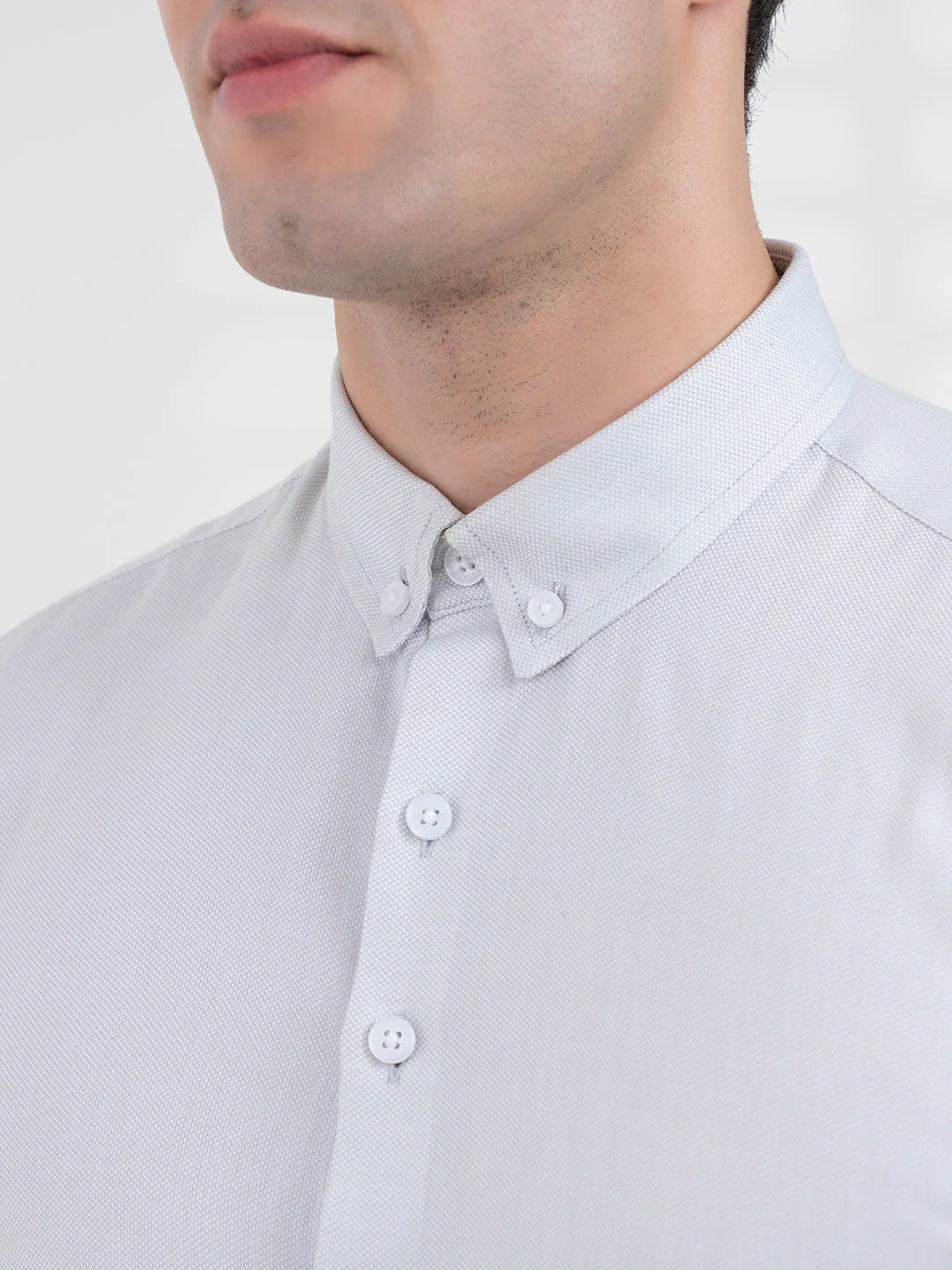 Men's Grey Dobby Shirt | Daily Formal Wear - Image 5