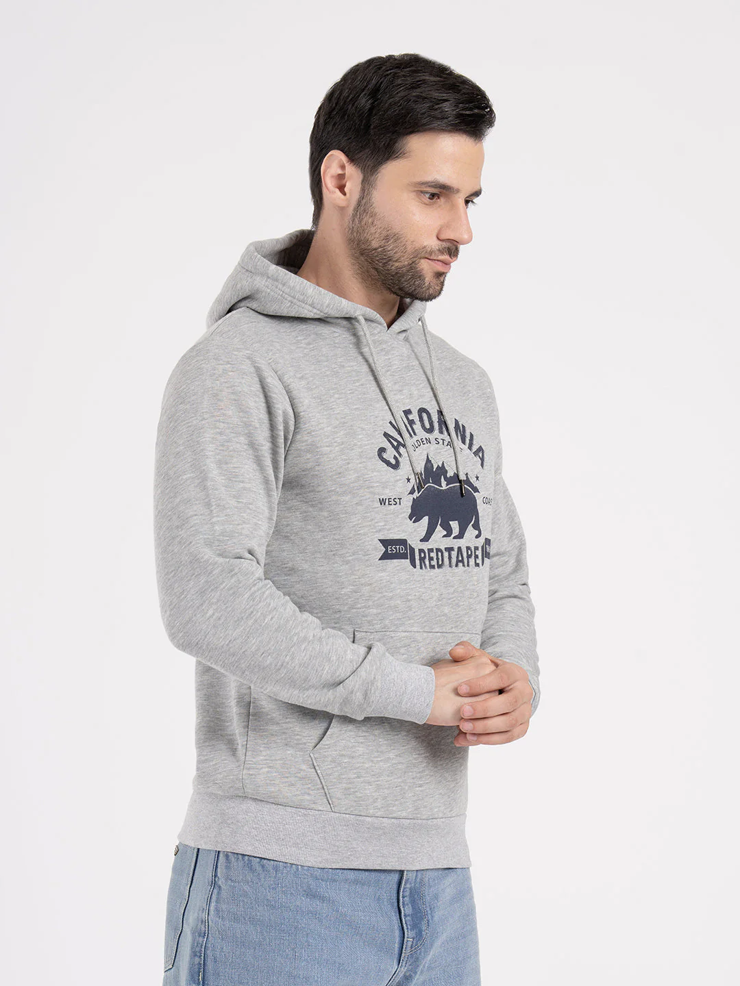 Mens Grey Graphic Hoodie - Image 3