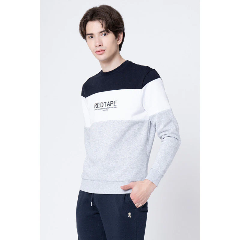 Men's Grey Melange Color Block Sweatshirt - Image 2