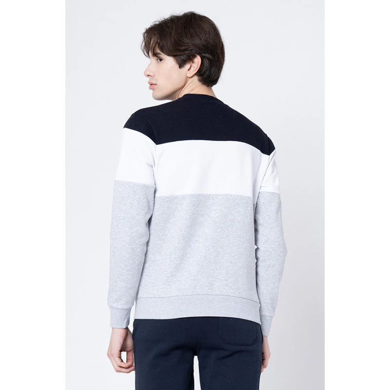Men's Grey Melange Color Block Sweatshirt - Image 3