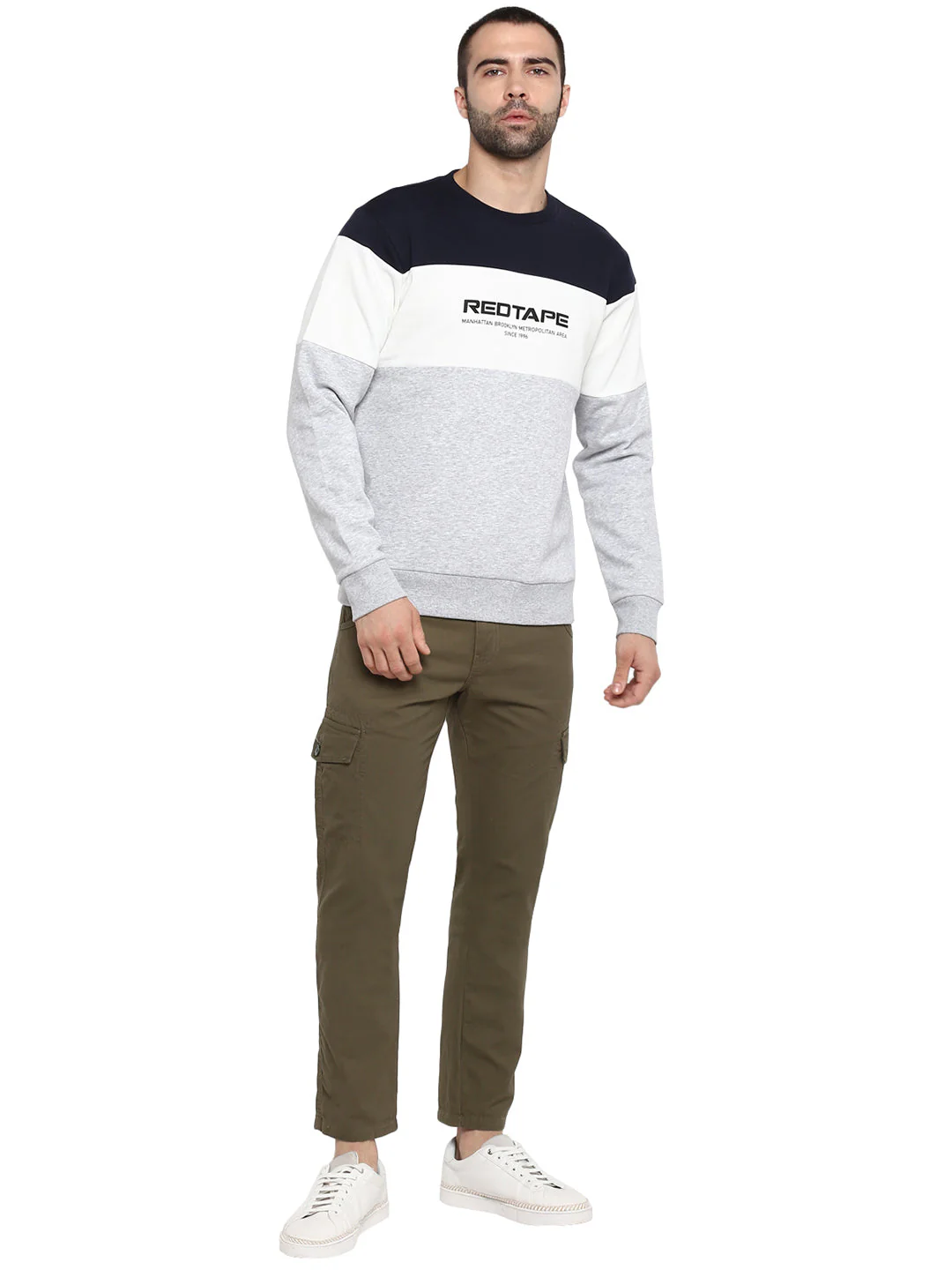 Men's Grey Melange Solid Cotton Poly Fleece Sweatshirt - Image 5