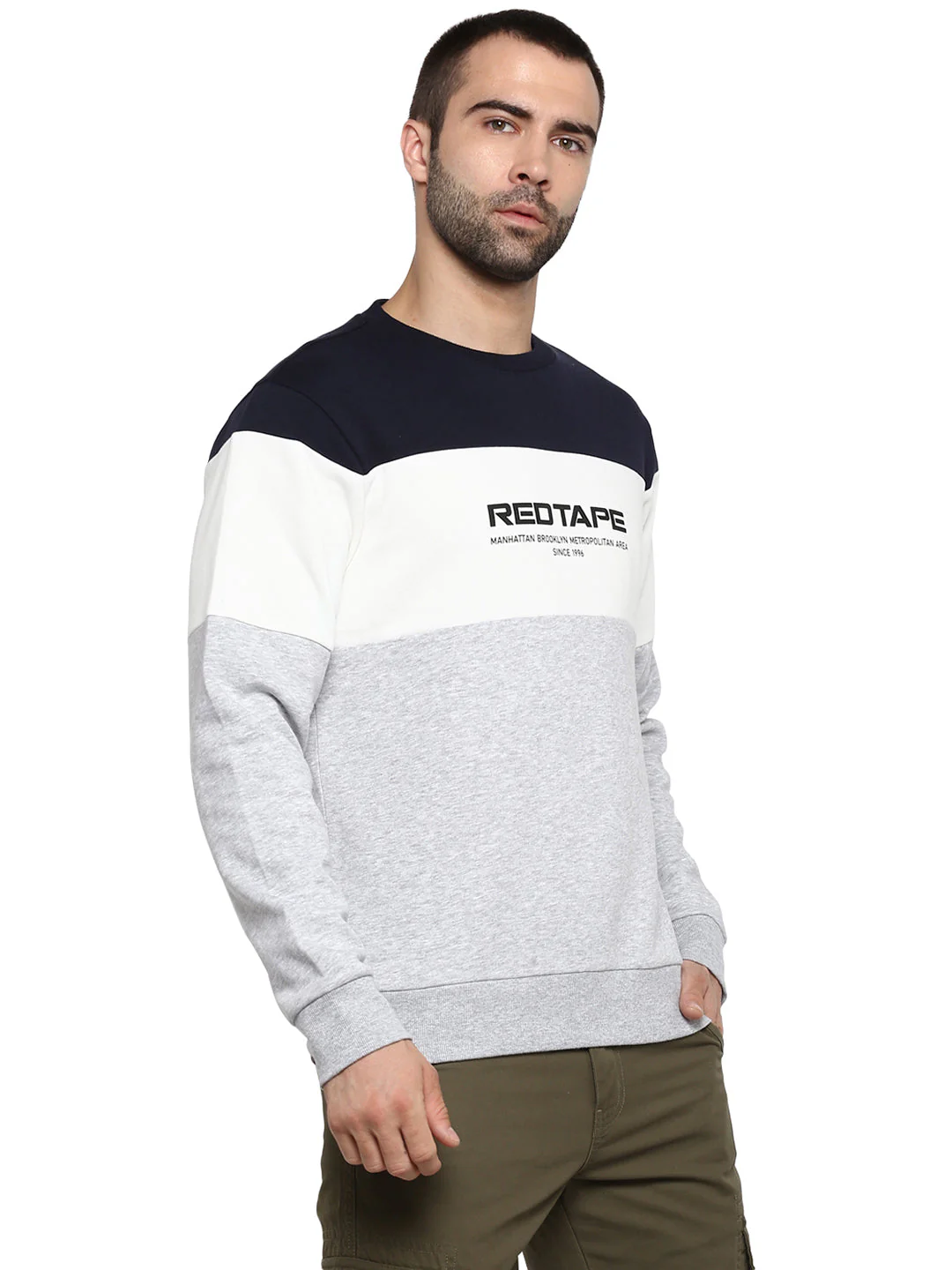 Men's Grey Melange Solid Cotton Poly Fleece Sweatshirt - Image 6