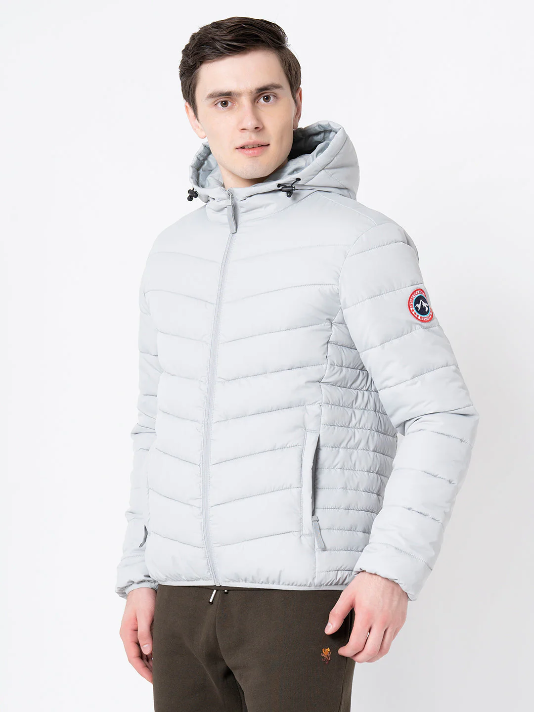 Men's Grey Solid Jacket - Image 2
