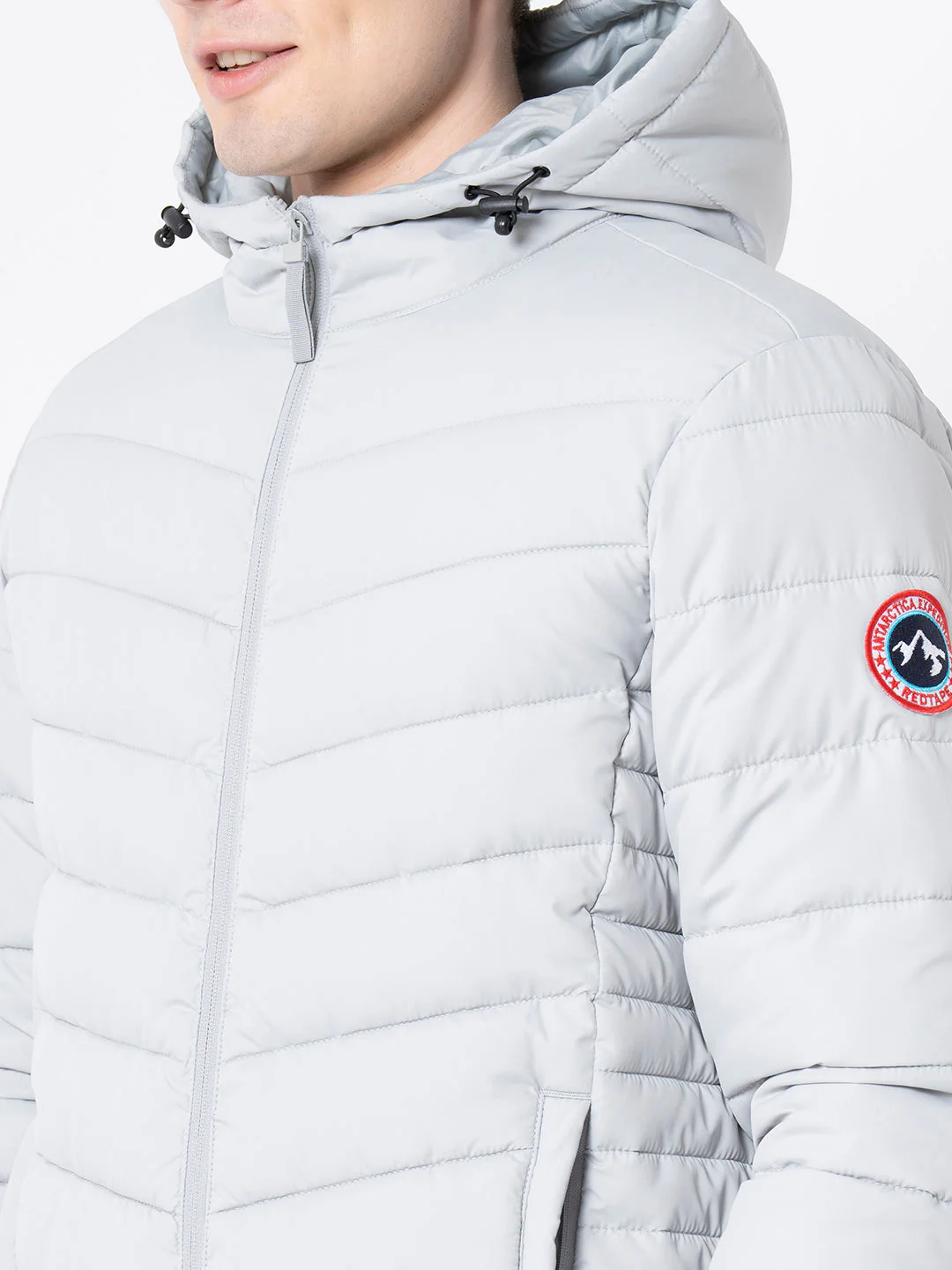 Men's Grey Solid Jacket - Image 4